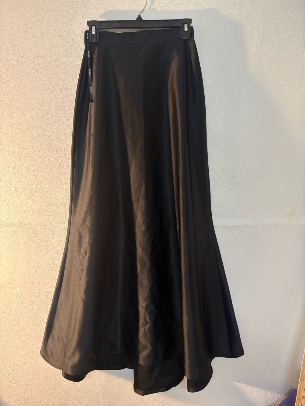 Tadashi Shoji Black Satin A-Line Maxi Skirt